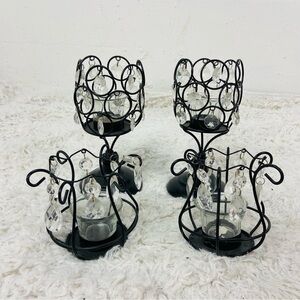 Hobby lobby Elegant Black dangling Crystal Candle Holders set of four